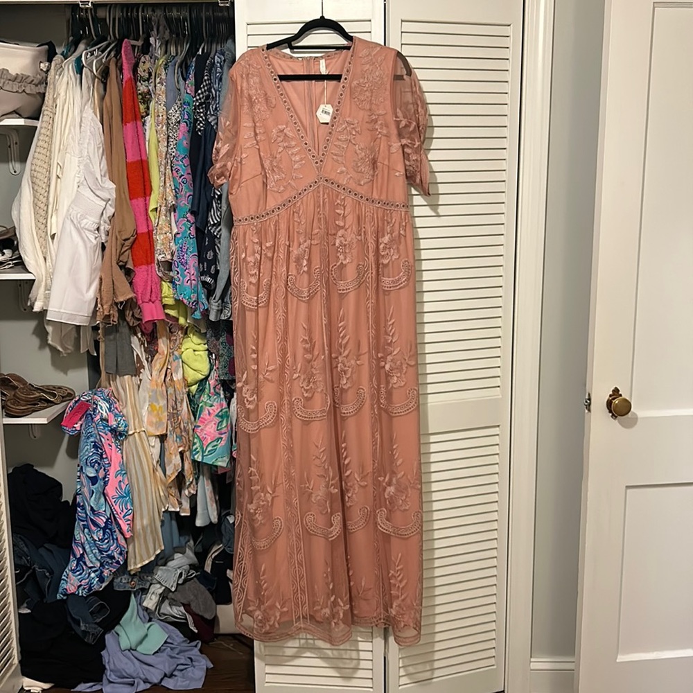 Pink blush pink maternity dress